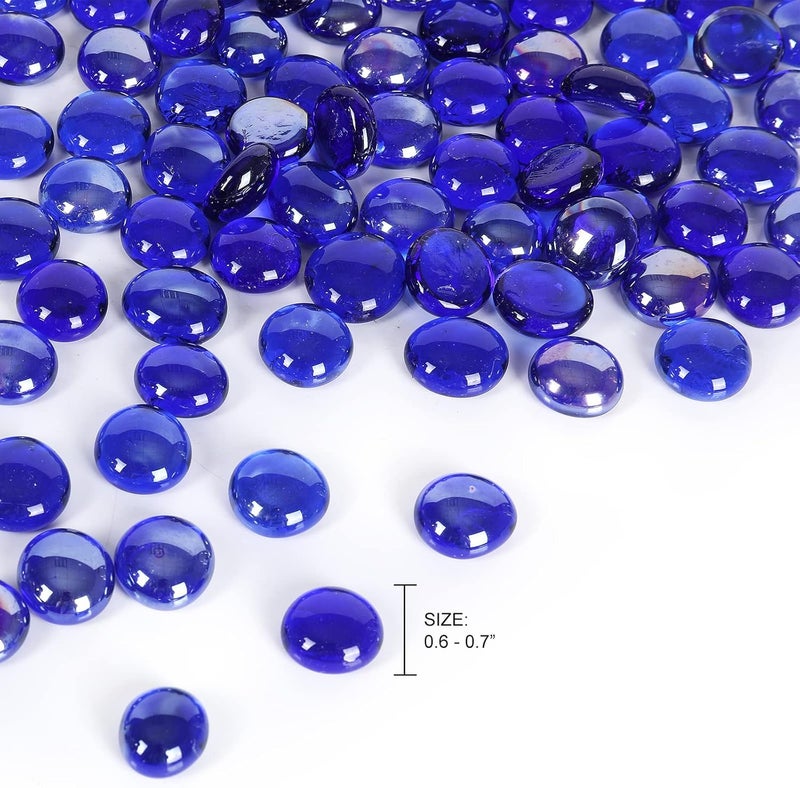 Ausluru 11LB Fire Glass Beads and Marbles for Outdoor Fire Pit and Fireplace, Glass Gemstones for Vase Filler, Aquariums, Hydroponics Plants, Home Decor and DIY Craft, Cobalt - Image 2